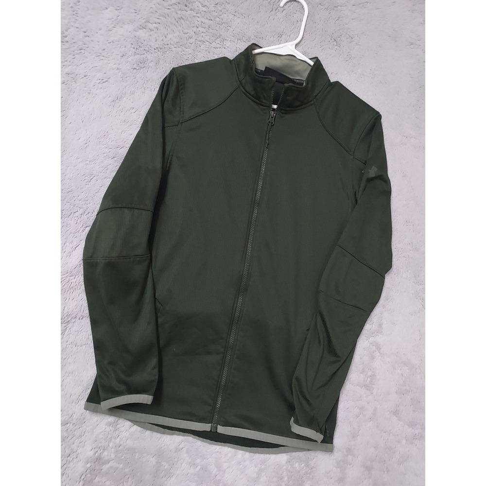 Under Armour Jacket Mens Small Coldgear Reactor Full Zip Green Waffle Fleece S